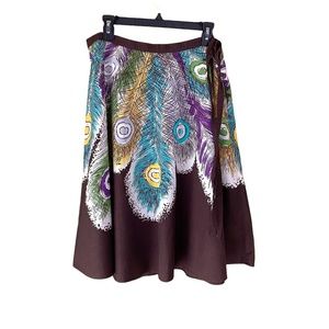 BCBGMaxazaria Brown Peacock Feather Skirt‎